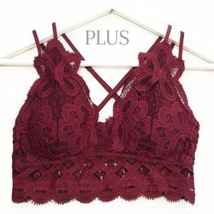 EDEN Plus Tawny Port Floral Padded Lace Bralette
